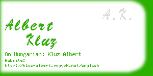 albert kluz business card